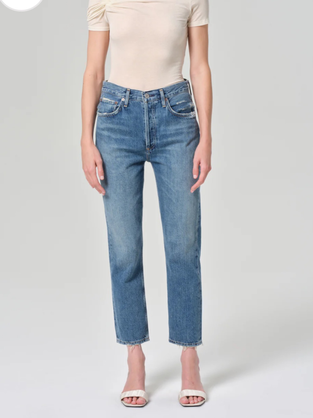Agolde Riley High Rise Crop Jean Straight Leg Frequency Wash Size 31